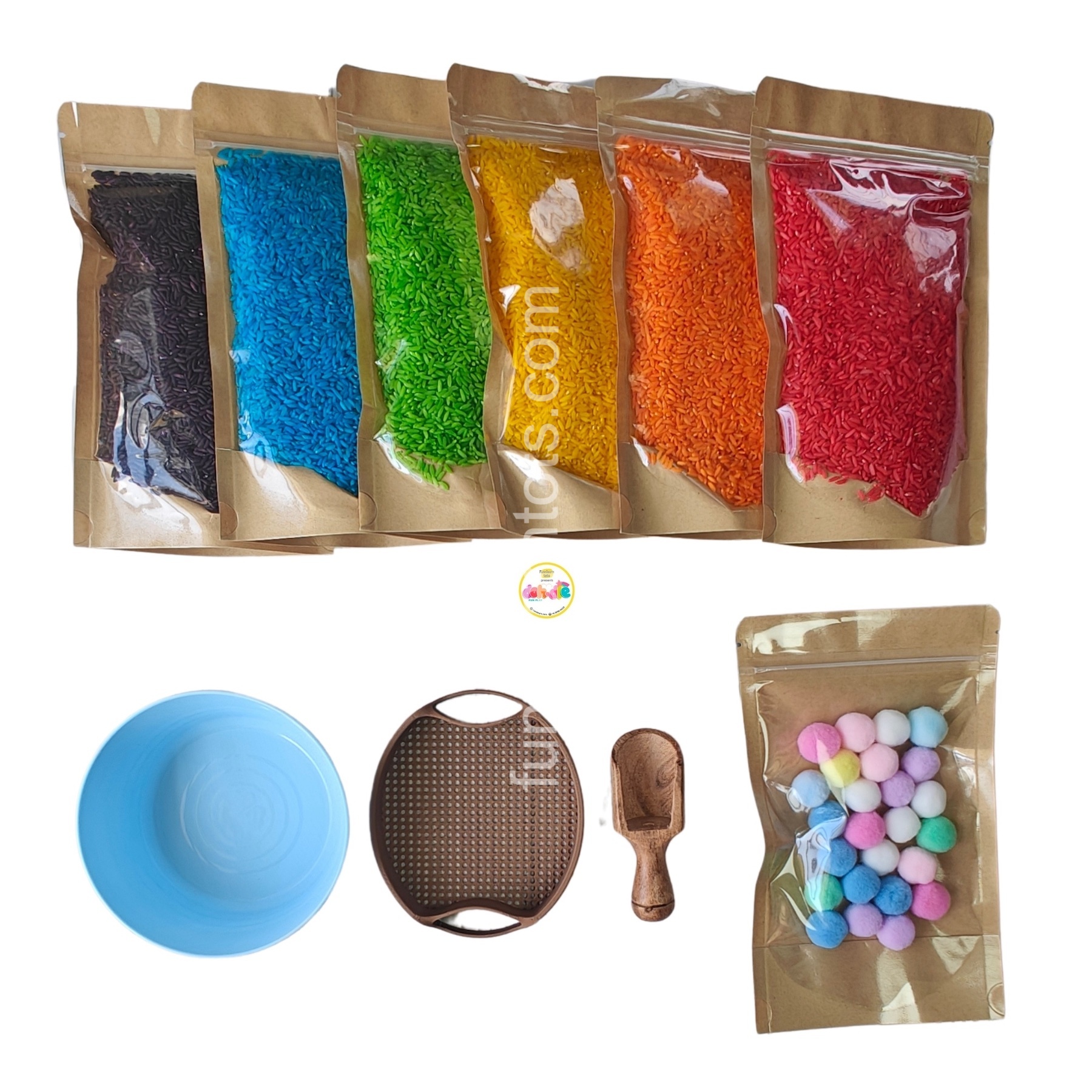 Doh-Dle Rainbow Rice Sensory Bin Kit